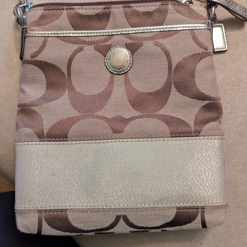 Coach Brown and Cream Crossbody Bag